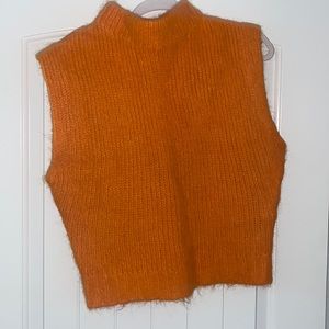 Orange sleeveless faux fur ZARA sweater